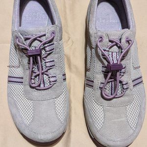 Dansko Womens Helen Grey/Purple Suede Bungee Sneakers Size EU 38 US 7.5-8